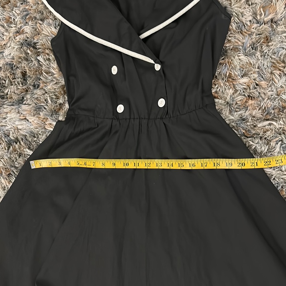 Vintage Nautical Sailor Dress Black & White Retro Fit & Flare Pin Up Style Small - Picture 9 of 11